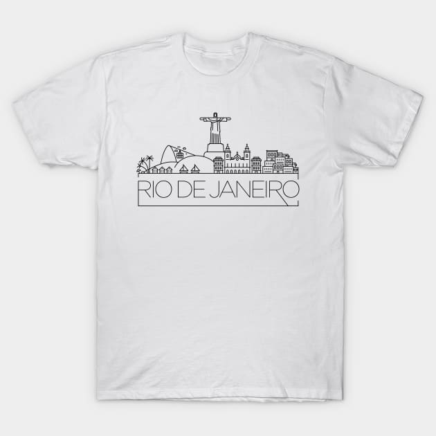 Rio De Janeiro Minimal Skyline T-Shirt by kursatunsal